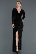 Long Black Velvet Invitation Dress ABU1005