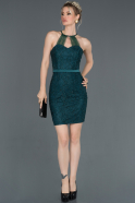 Short Emerald Green Laced Invitation Dress ABK707