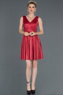 Short Red Leather Invitation Dress ABK708