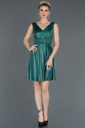 Short Emerald Green Leather Invitation Dress ABK708