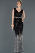 Long Black-Silver Mermaid Evening Dress ABU683