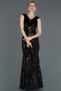 Long Black Mermaid Velvet Evening Dress ABU1094