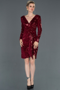 Short Red Velvet Invitation Dress ABK711