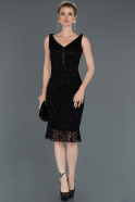 Short Black Velvet Invitation Dress ABK719