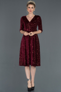 Short Burgundy Velvet Dress ABK720