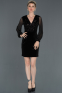 Short Black Velvet Invitation Dress ABK702