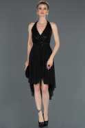 Front Short Back Long Black Invitation Dress ABO020