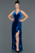 Long Sax Blue Velvet Evening Dress ABU1099