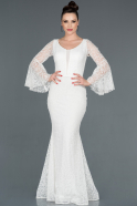Long White Mermaid Velvet Evening Dress ABU1103