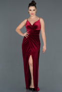Long Burgundy Mermaid Velvet Dress ABU1004