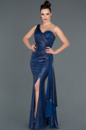 Long Navy Blue Leather Invitation Dress ABU1106