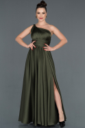 Long Olive Drab Satin Evening Dress ABU1107
