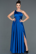 Long Sax Blue Satin Evening Dress ABU1107