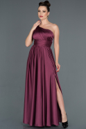 Long Cherry Colored Satin Evening Dress ABU1107