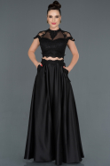 Black Long Satin Engagement Dress ABU1108