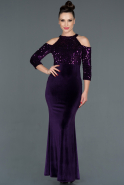 Long Purple Velvet Evening Dress ABU979