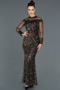 Long Black-Gold Mermaid Prom Dress ABU1110