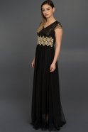Long Black-Gold Evening Dress AR36836