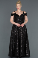 Long Black Laced Oversized Evening Dress ABU1121