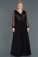 Long Black-Silver Plus Size Evening Dress ABU1123