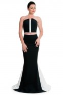Long Black-Ecru Evening Dress E3171