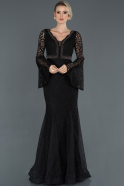 Long Black Laced Engagement Dress ABU1128