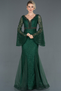 Long Emerald Green Laced Engagement Dress ABU1128