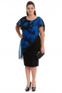 Short Black-Sax Blue Plus Size Dress ALY6349