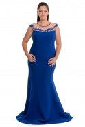 Long Sax Blue Oversized Evening Dress S4296