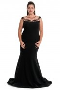 Long Black Oversized Evening Dress S4296
