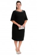 Short Black Oversized Evening Dress NZ3408