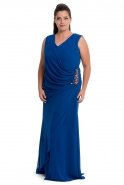 Long Sax Blue Plus Size Dress O8129