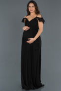 Long Black Pregnancy Evening Dress ABU756