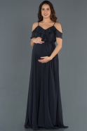 Anthracite Long Pregnancy Evening Dress ABU744