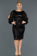 Short Black Plus Size Evening Dress ABK743
