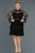 Short Black Plus Size Evening Dress ABK699