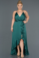 Long Emerald Green Satin Plus Size Evening Dress ABU1095