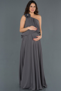 Long Anthracite Pregnancy Evening Dress ABU754