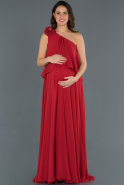 Long Red Pregnancy Evening Dress ABU754