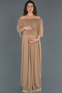 Long Gold Pregnancy Evening Dress ABU745