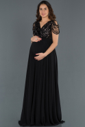 Long Black-Silver Pregnancy Evening Dress ABU747