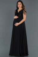 Long Black Pregnancy Evening Dress ABU747