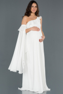 White Long Pregnancy Evening Dress ABU751