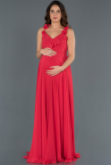 Long Red Pregnancy Evening Dress ABU753