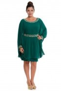 Short Emerald Green Oversized Evening Dress C9024