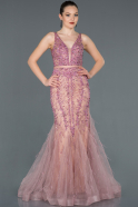 Powder Color-Rose Long Mermaid Prom Dress ABU055