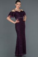 Long Dark Purple Laced Evening Dress ABU1156