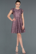 Short Rose Colored Laced Invitation Dress ABK749