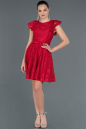 Short Red Laced Invitation Dress ABK749