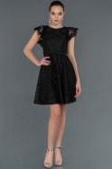 Short Black Laced Invitation Dress ABK749